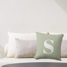 Sage Green Initial Monogramme Coussin extérieur