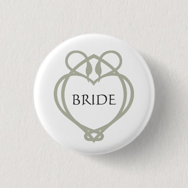 Sage Green Irish Celtic Swan Bride Button (Vorderseite)