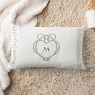 Sage Green Irish Celtic Swan Liebe Knot Monogram T Lendenkissen