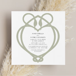 Sage Green Irish Celtic Swan Liebe Knot Wedding Einladung