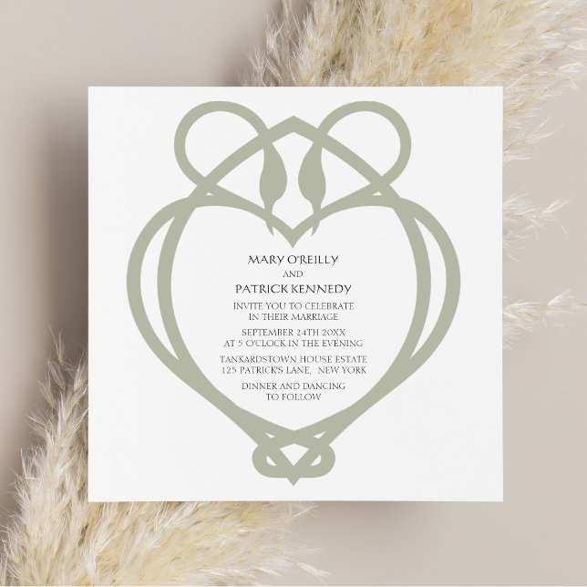 Sage Green Irish Celtic Swan Liebe Knot Wedding Einladung (Von Creator hochgeladen)