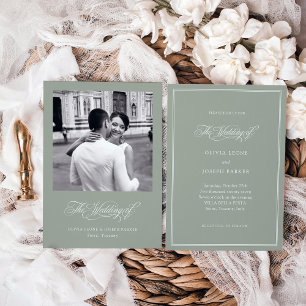 Sage Green   Italienische Elegance Foto Hochzeit Einladung