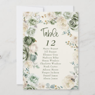 Sage Green Ivory Blume Hochzeitssattelkarte Einladung