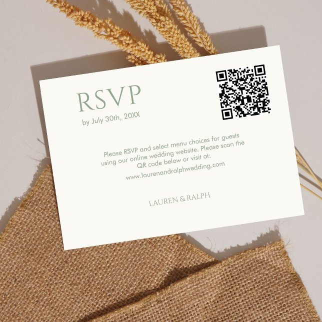 Sage Green & Ivory Couple Monogram QR Wedding RSVP (Von Creator hochgeladen)