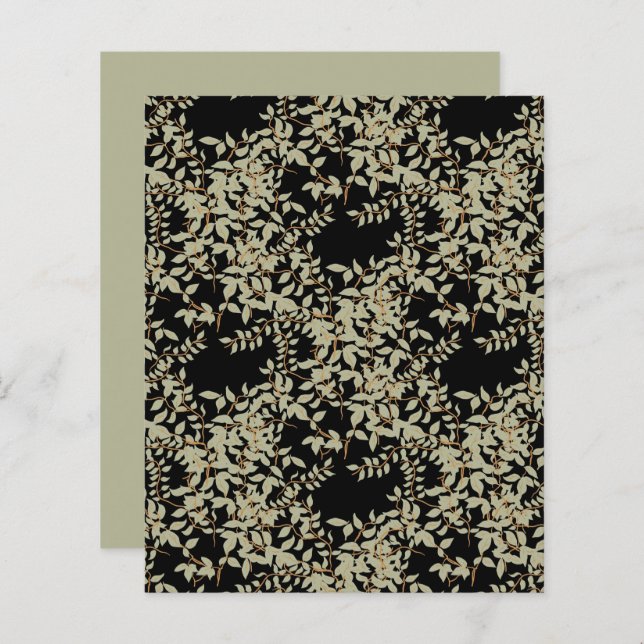 Sage Green Jasmine Vine Black Scrapbook Paper (Vorne/Hinten)