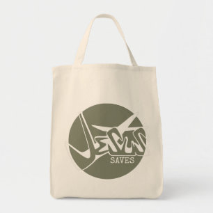 Sage Green Jesus Rette Graffiti Tragetasche