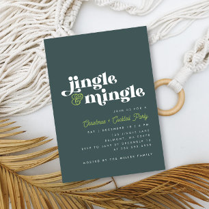 Sage Green Jingle Mingle Modern Christmas Party Einladung