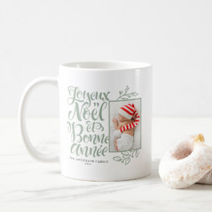 Sage Green Joyeux Noël und Bonne Année Foto Kaffeetasse
