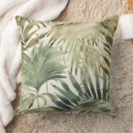 Sage Green Jungle Palm Leaf Kissen