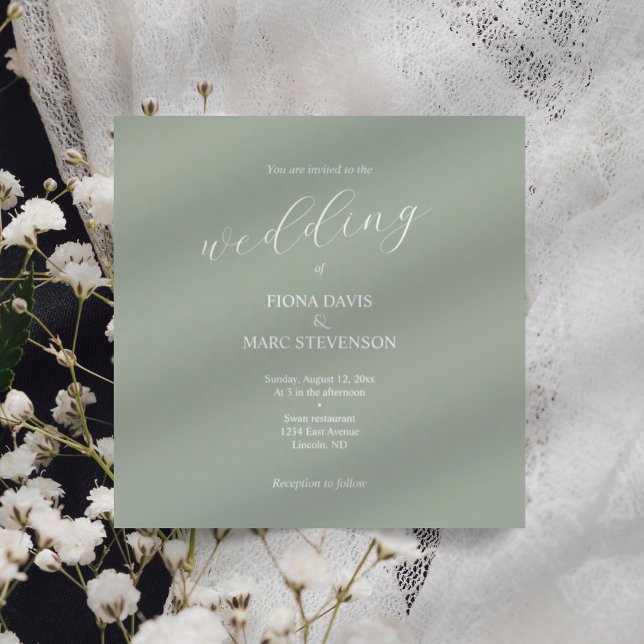 Sage Green Kalligrafy Hochzeitseinladung (Von Creator hochgeladen)