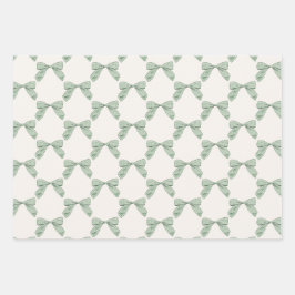 Sage Green Kariert Bow Elegant Neutral Baby Dusche Geschenkpapier Set