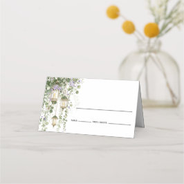 Sage Green Lantern Garden Themed Place Card  Platzkarte