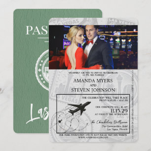 Sage Green Las Vegas Passport Wedding Einladung