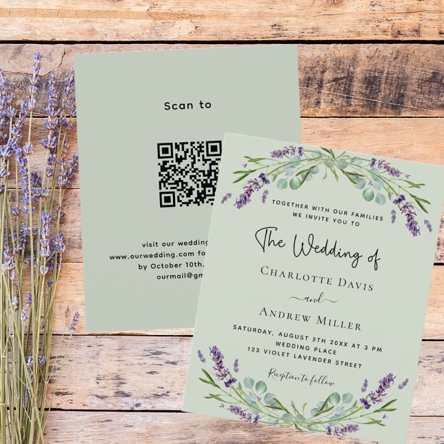 Sage Green Lavender QR Code UAWG Budget Hochzeit (Von Creator hochgeladen)
