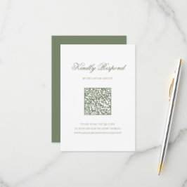 Sage Green Leaf Monogram Wappen QR Code Hochzeiten RSVP Karte