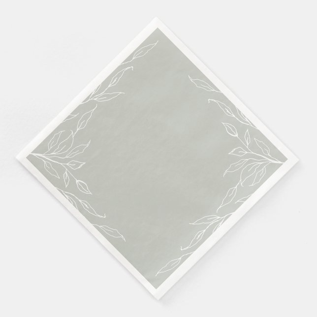 Sage Green Leaf Motif Erntedank Party Serviette (Ecke)