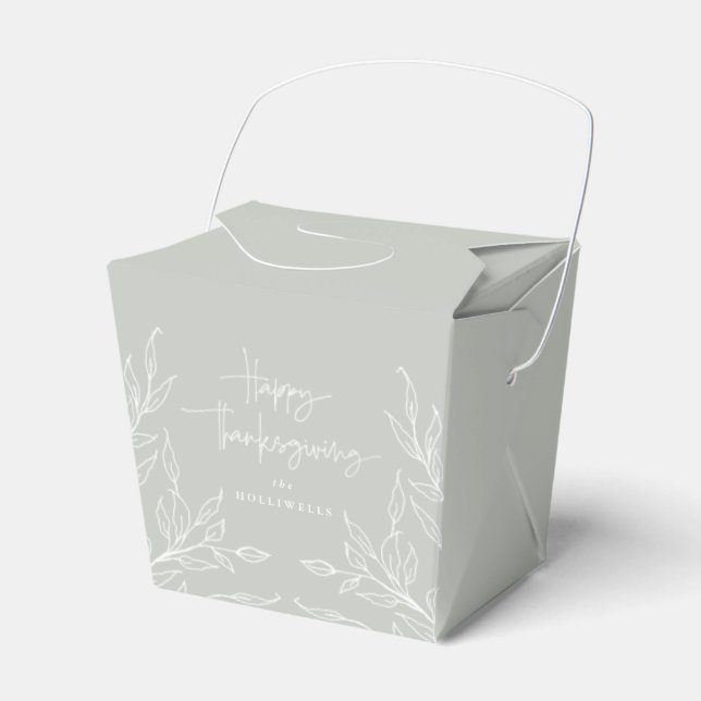 Sage Green Leaf Motif Happy Thanksgiving Geschenkschachtel (Vorderseite)