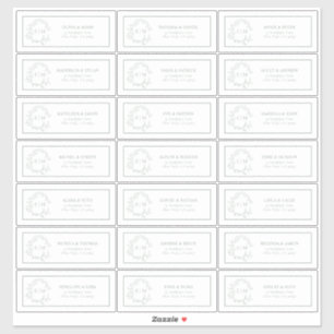 Sage Green Leafy Wappen Monogram Guest Address Aufkleber