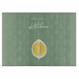 Sage Green & Lemon Script Cooking Individuelle Nam Schneidebrett
