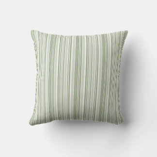 Sage Green (Light, Medium, Dark) and White Stripes Kissen