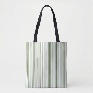 Sage Green (Light, Medium, Dark) and White Stripes Tasche