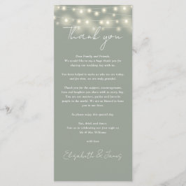 Sage Green Lights Hochzeit Danke Platzkarte Menükarte