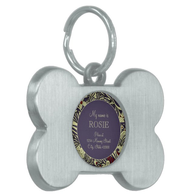 Sage Green & Lila Botanisches Personalisiertes Sil Tiermarke (Vorderseite links)