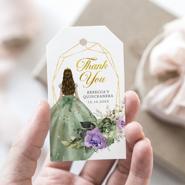 Sage Green Lila Princess Quinceañera Geschenkanhänger (Von Creator hochgeladen)