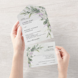 Sage Green Lilac Eukalyptus Botanische Hochzeit All In One Einladung