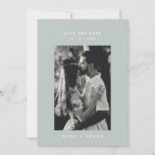 Sage Green Line Art Leaf Monogram Wedding Save The Date