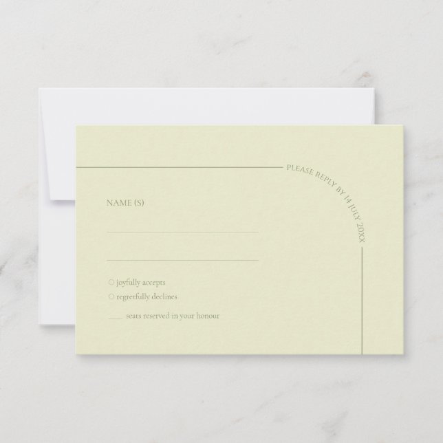 Sage Green & Linen Arch Minimalist Meal Choice  RSVP Karte (Vorderseite)