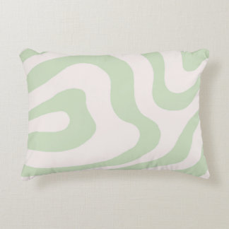 Sage Green Liquid Swirl Groovy Streifen Y2K Muster Dekokissen
