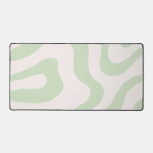 Sage Green Liquid Swirl Groovy Streifen Y2K Muster Schreibtischunterlage