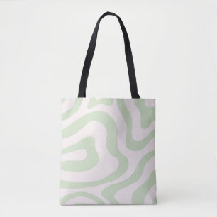 Sage Green Liquid Swirl Groovy Streifen Y2K Muster Tasche