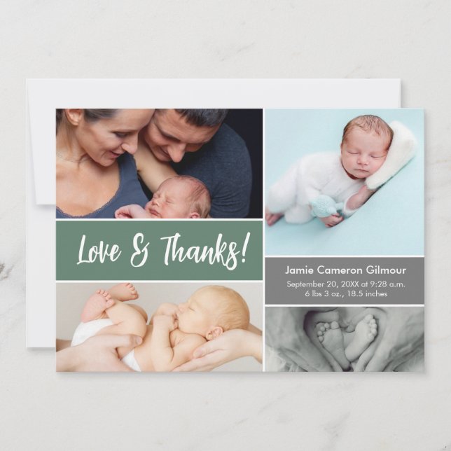 Sage Green Love et Merci Photos Baby shower (Devant)