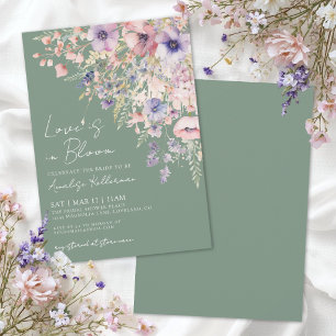 Sage Green Love In Bloom Wildflower Brautparty-Ein Einladung