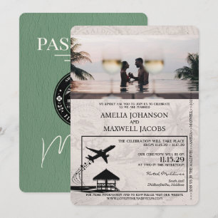 Sage Green Maldives Pass Einladung zur Hochzeit