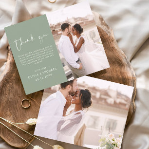 Sage Green Mariage Minimaliste Merci Cartes