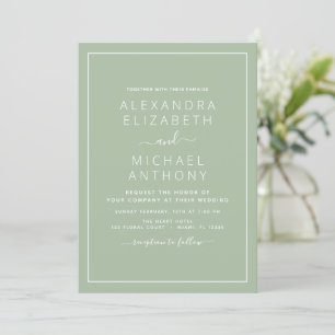 Sage Green Mariage Typographie moderne Invitation