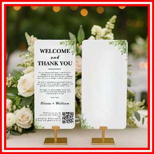 Sage Green Merci Feuille Bienvenue Cartes de Code 