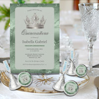 Sage Green Metallic Tiara Elegant Quinceañera