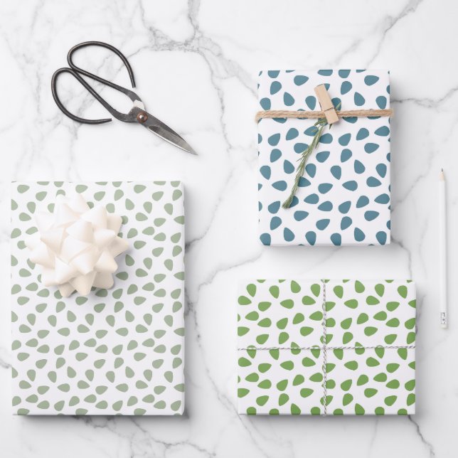 Sage Green mignon Feuille motif blanc cadeau (Recto)