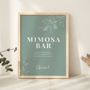 Sage Green Mimosa Bar Wedding Sign Poster