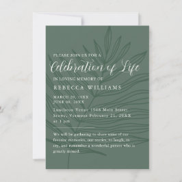 Sage Green Minimal Celebration of Life Invitation
