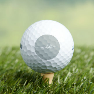 Sage Green Minimal Script Monogram Name Golfball