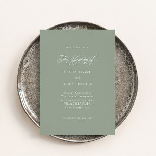 Sage Green Minimale italienische Elegance Hochze Einladung
