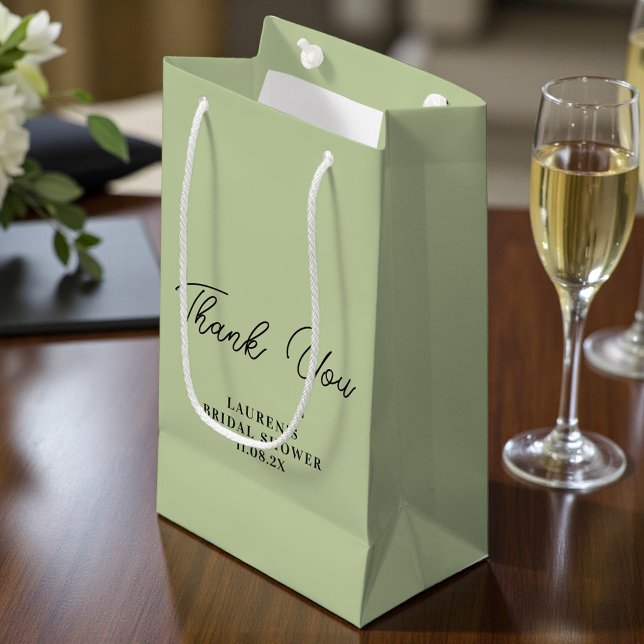 Sage Green Minimalist Bridal Shower Thank You Kleine Geschenktüte (Von Creator hochgeladen)