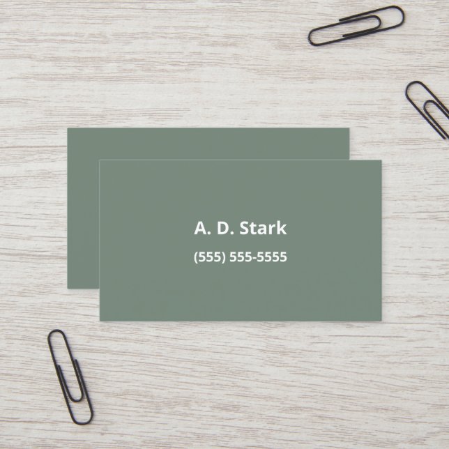 Sage Green Minimalist Business Cards Visitenkarte (Vorderseite/Rückseite Beispiel)