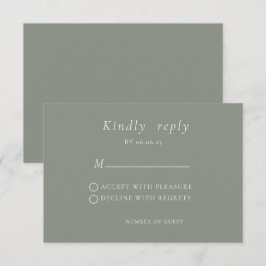 Sage green Minimalist Elegant Wedding RSVP Card