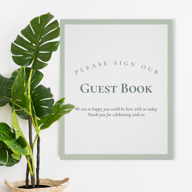 Sage Green Minimalist Wedding Guest Book Sign Poster (Von Creator hochgeladen)